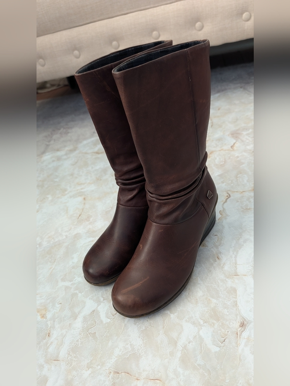 Keen Kate Slouch Women’s Brown Leather Mid Calf Wedge Boots Size US 9 - Picture 8 of 15